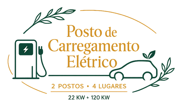 Posto de carregamento elétrico: 2 postos, 4 lugares, 22 kW + 120 kW
